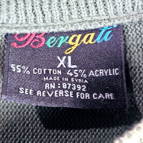 Vintage 1980's Bergati Coogi Style Knit Sweater, Shades of Green, XL, EUC - Picture 10 of 11